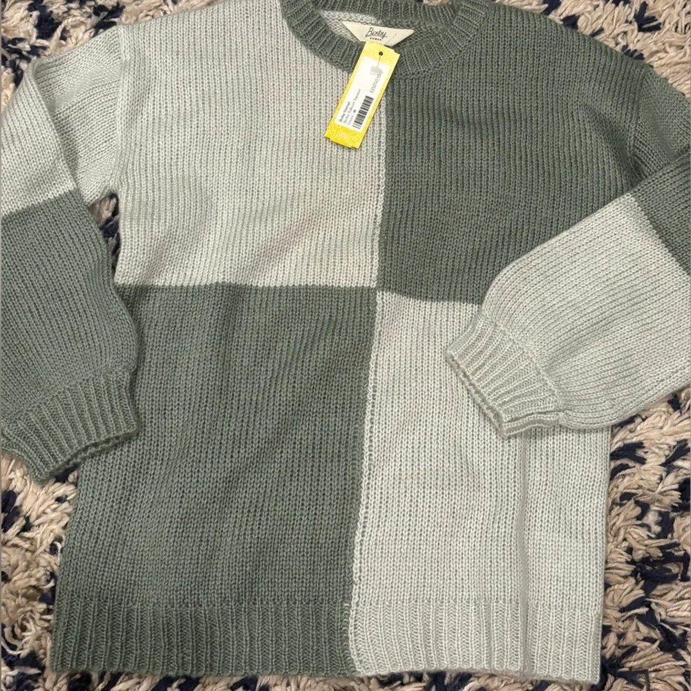 NWT ✨ Bixby Nomad Moss Sage Colorblock Crewneck Sweater
